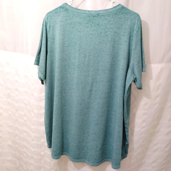 Wild Kiss Butterfly T-shirt Top Teal Sun Moon Celestial V-neck Strip Neckline - Picture 9 of 12